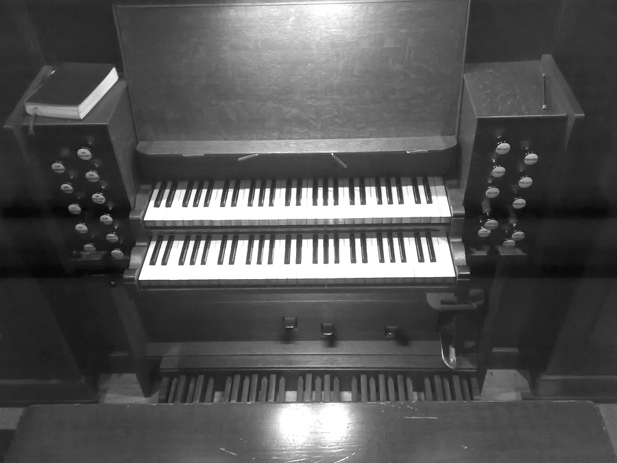 Halmshaw-Orgel 1860 Spieltisch
